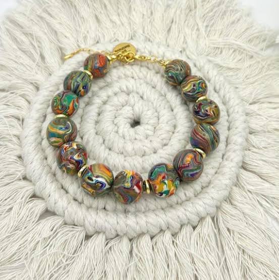 Rolled Clay Bead Bracelet