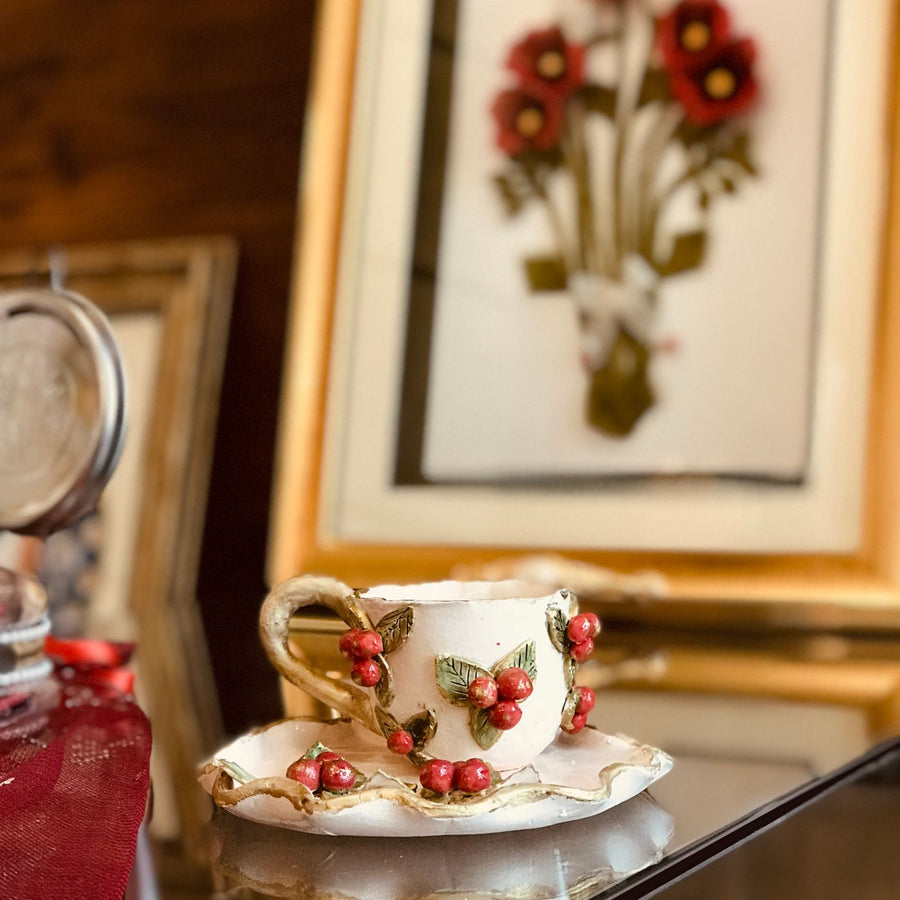 Fern-Pressed Tea Cup
